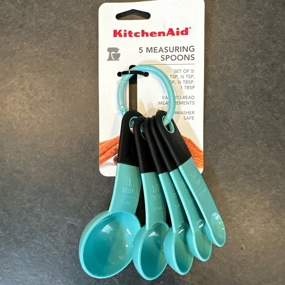 KitchenAid Classic Measuring Spoons, Set of 5, Aqua Sky - Picture 7 of 9